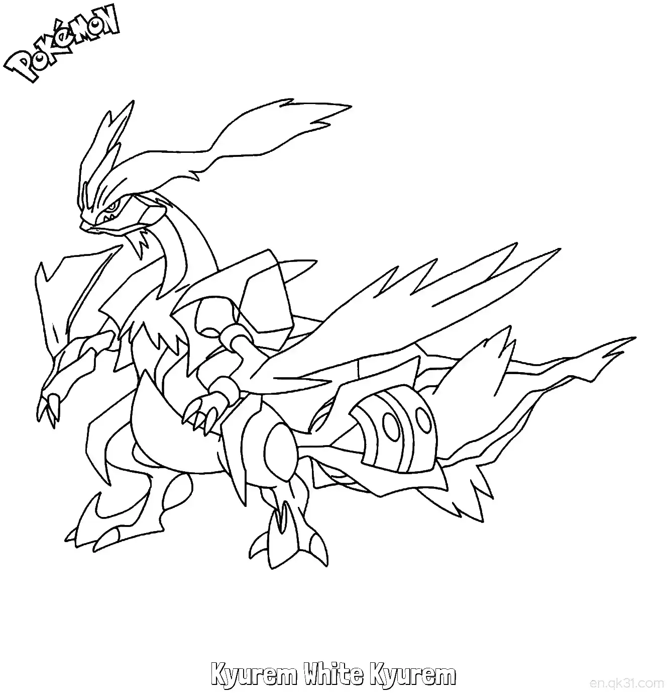 Kyurem White Kyurem Coloring Page - Free Printable Pokemon Coloring Sheets – Free Printable Coloring Page for Kids and Adults